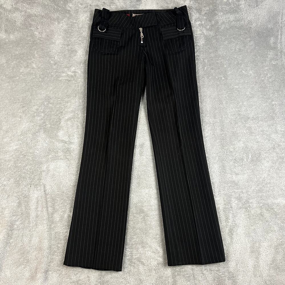 VTG Y2K Paris Blues Pants Womens 3 Low Rise Pinstripe Bootcut Dark Academia Alt